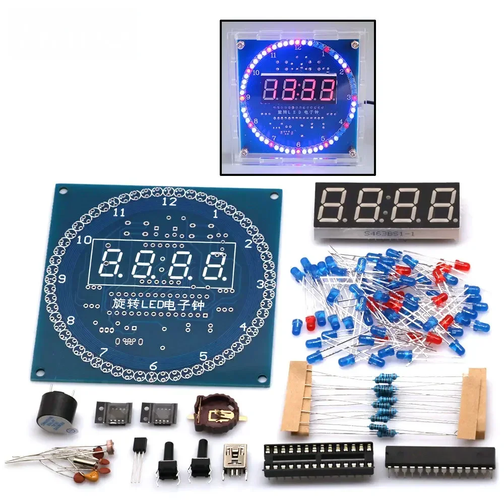 Rotating LED Display Alarm Electronic Clock Module Water Lamp DIY Kit Light Control Temperature DS1302 C8051 MCU STC15W408AS