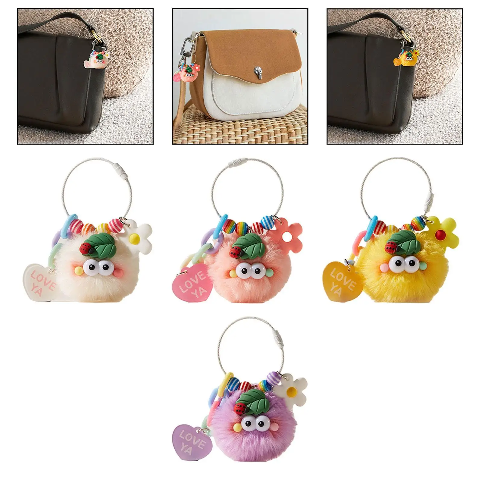 Plush Ball Keychain Bag Purse Decor Accessories Lovely Bag Pendant Bag Charm