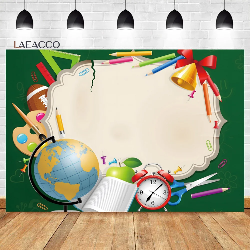 

Laeacco Welcome Back to School Backdrop First Day of Kindergarten Kids Party Decor Portrait Customized Photography Background