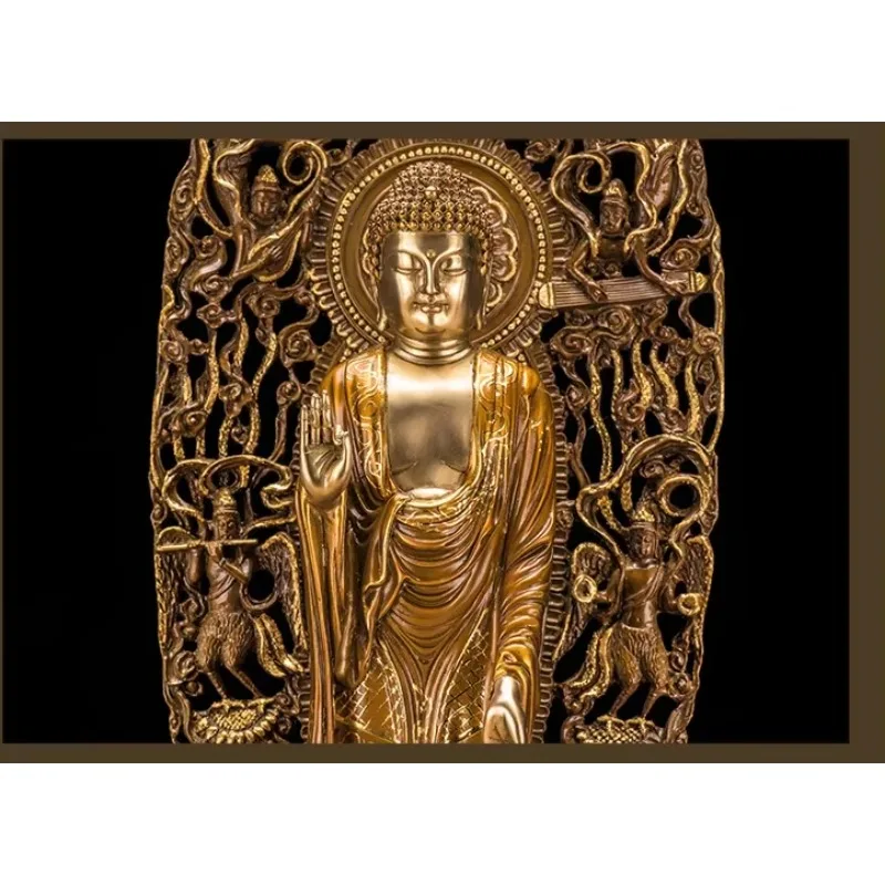 New 46CM Bless Family OFFICE Safety Health Luck Talisman #office Home Efficacious Protection Buddhism Amitabha Buddha Statu