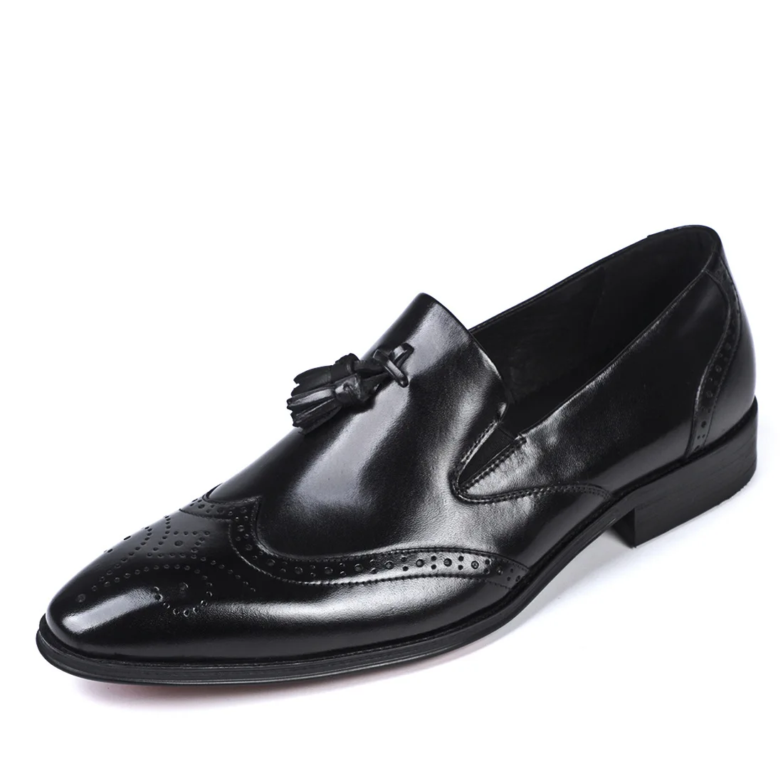 Mens Formal Shoes Genuine Leather Tassel Loafers Men Black 2024 Dress Shoes Wedding Shoes Slip On Leather Brogues