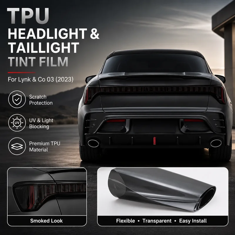 

TPU Headlight and Taillight Tint Film for Lynk & Co 03 (2023), Smoke Black Car Accessories, Easy Installation, Transparent Prot