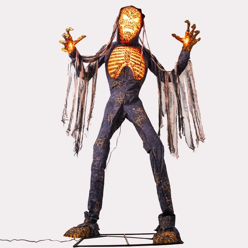 Halloween large electric voice-activated sensor ornament amusement park haunted house secret room charred skeleton man decorativ