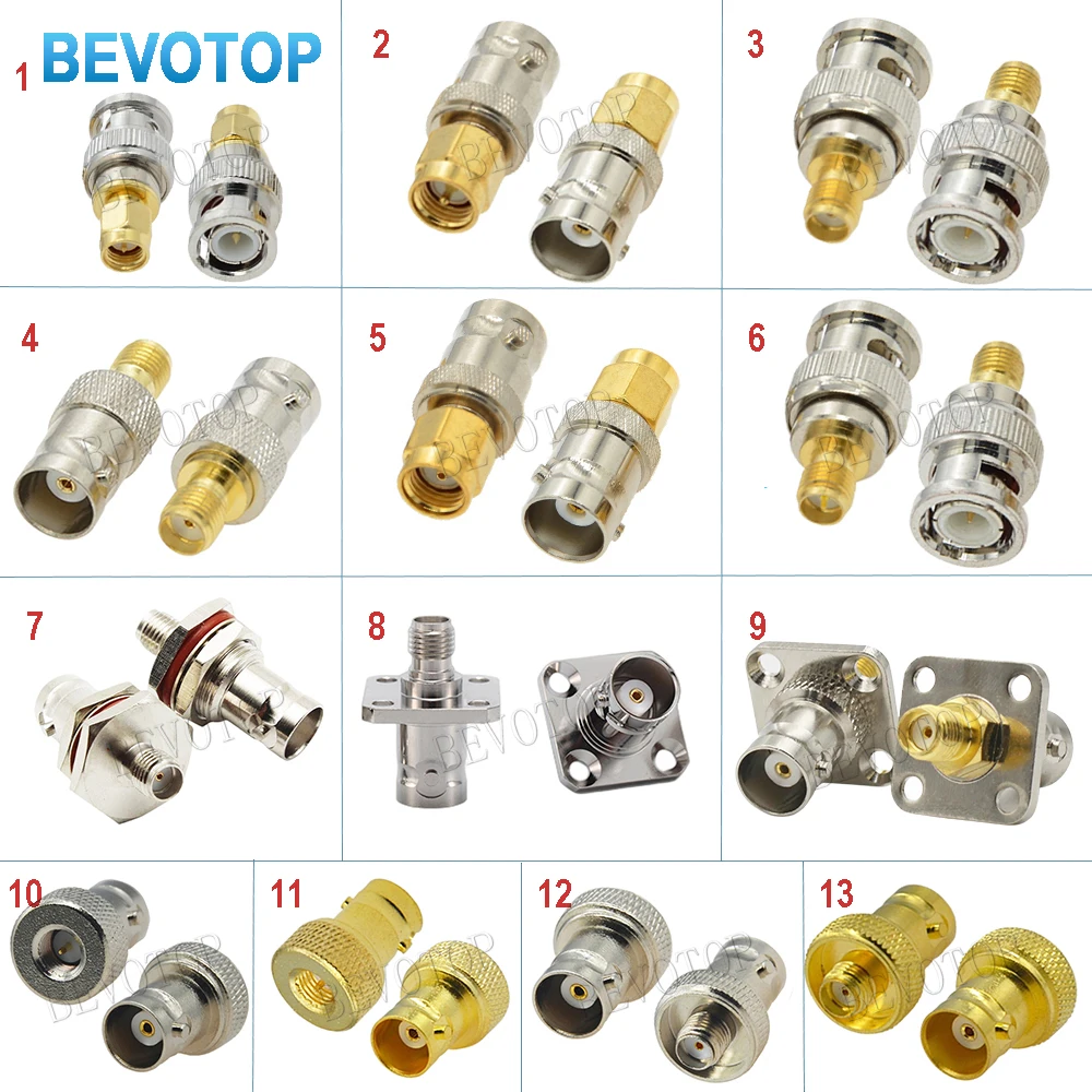 2PCS Q9 BNC to SMA Male Female Disc Straight Connector RF Brass Copper for Motorola Walkie-Talkie Adapter Coaxial Cable Accessor