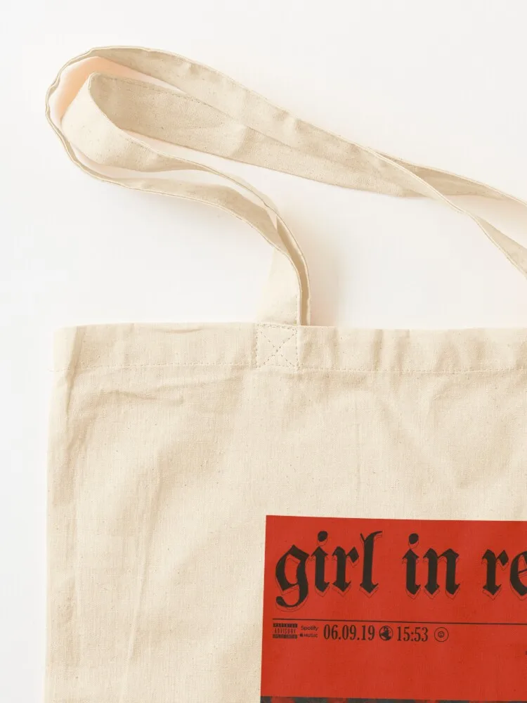 ملصق فتاة باللون الأحمر - حقيبة حمل بسيطة للمتسوقين، حقيبة يد نسائية من القماش، حقائب يد للرجال