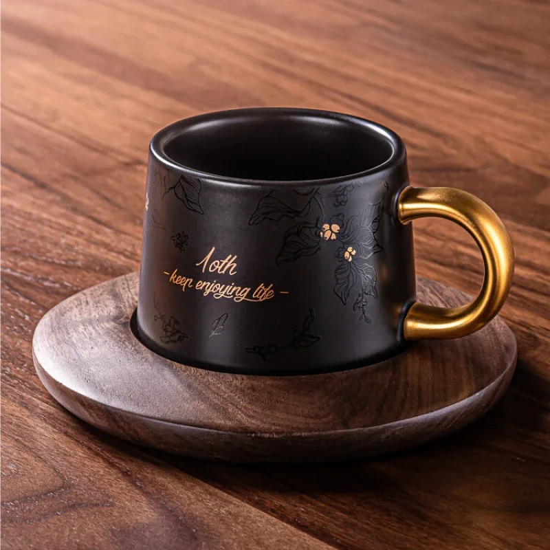 

Petty bourgeoisie gold-plated dark green Mug exquisite high-grade conical coffee cup women's home couple cup