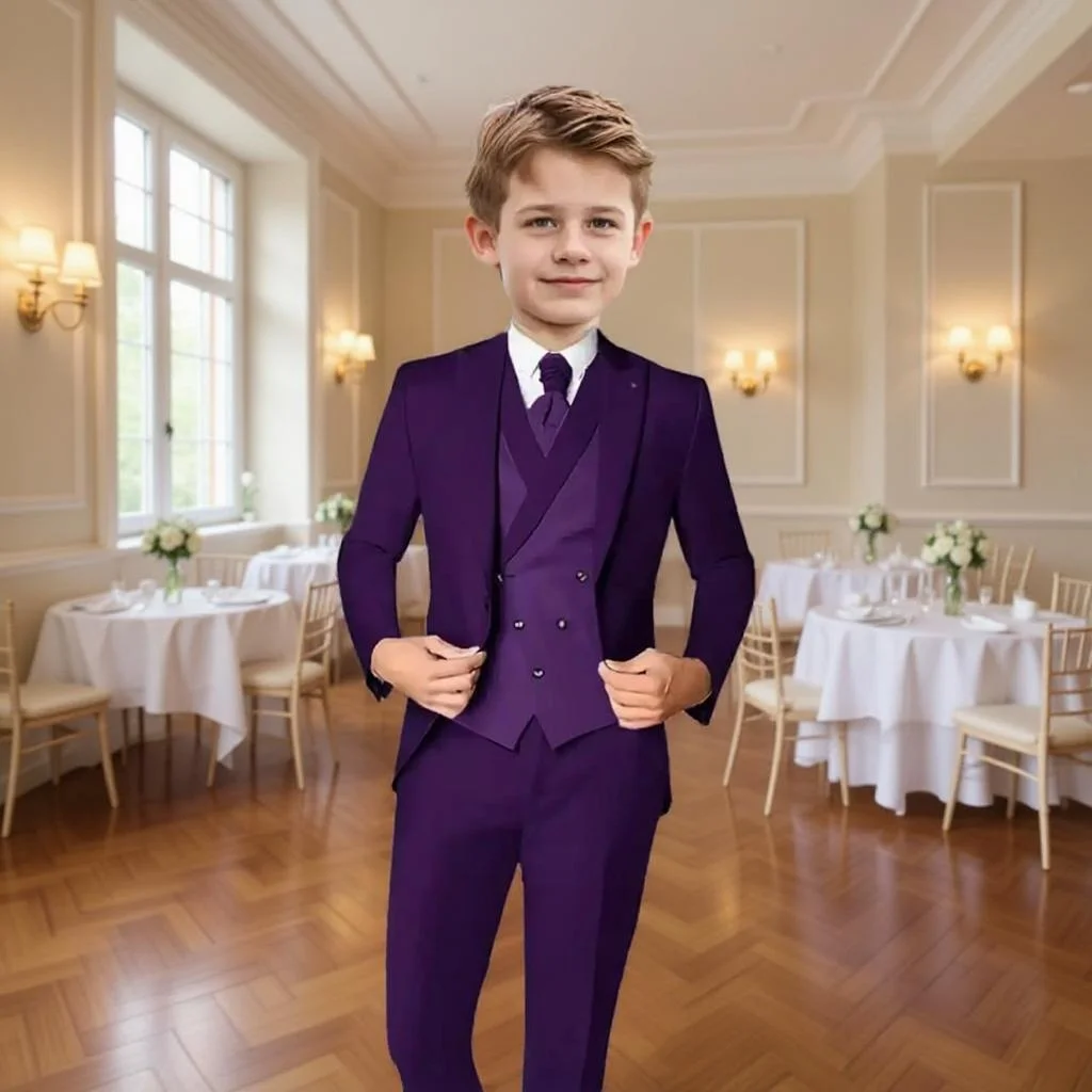 

Boy Suit Set 3 Pieces British Style Wedding Child Tuxedo Boys' Suit Set Kids Piano Performance Jacket with Pants Vest