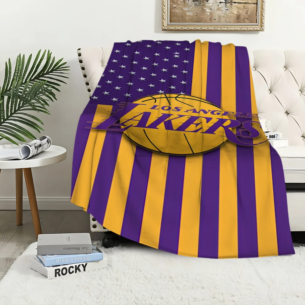 Logo L-Los A-Angeles L-Lakers Blanket Soft Plush Nap Sofa rug for Living Room Warm Office Bedroom Birthday Home Travel Kid Gifts