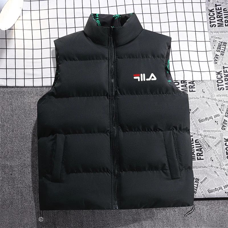 

Men's vest jacket sleeveless top winter zipper jacket autumn winter stand collar casual vest cotton jacket double-sided wear