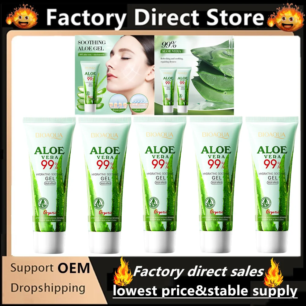 Gel calmante de Aloe Vera para cara y cuerpo, 5 uds., hidratante, reparación, alivio de quemaduras solares, cuidado del acné, piel sensible