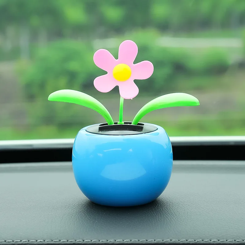 1 Pc Solar Powered Dancing Flower Car Dashboard Ornaments Swinging Toy Car Accessories Auto Interior Decoration Gifts for Friend