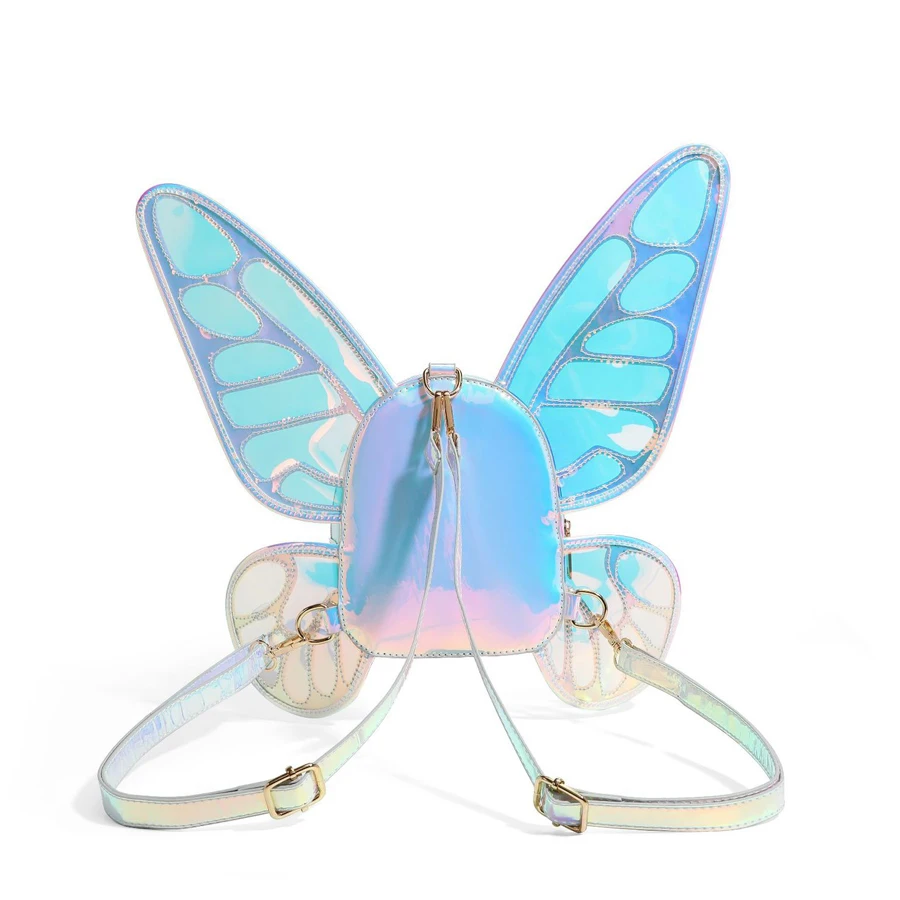 1 Pc Fashion Laser Butterfly Wings Women Backpack Women Color Changing Candy Color Creative Backpack