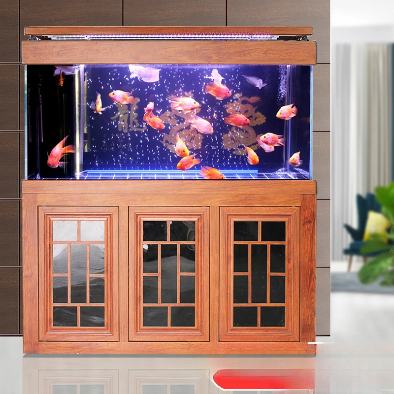 Fish tank living room ecological aquarium tank bottom filter large household ultra white glass water free customized tank