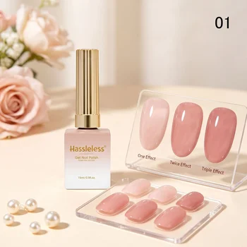 Hassleless Transparent Ice Jelly Gel Nail Polish, Single Bottle Semi-Permanent Jelly…