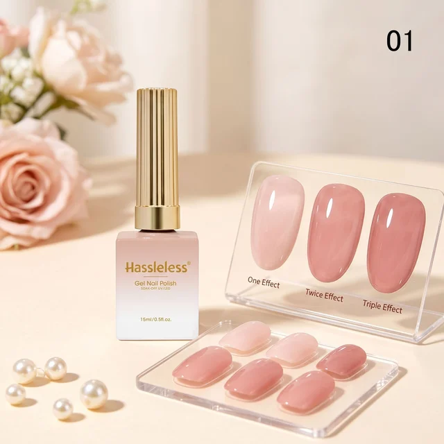 Esmalte de Unha em Gel Transparente Hassleless, Frasco Único de Manicure em Gel Semi-Permanente, Gel Transparente e Hidratante com Textura Semi-Transparente