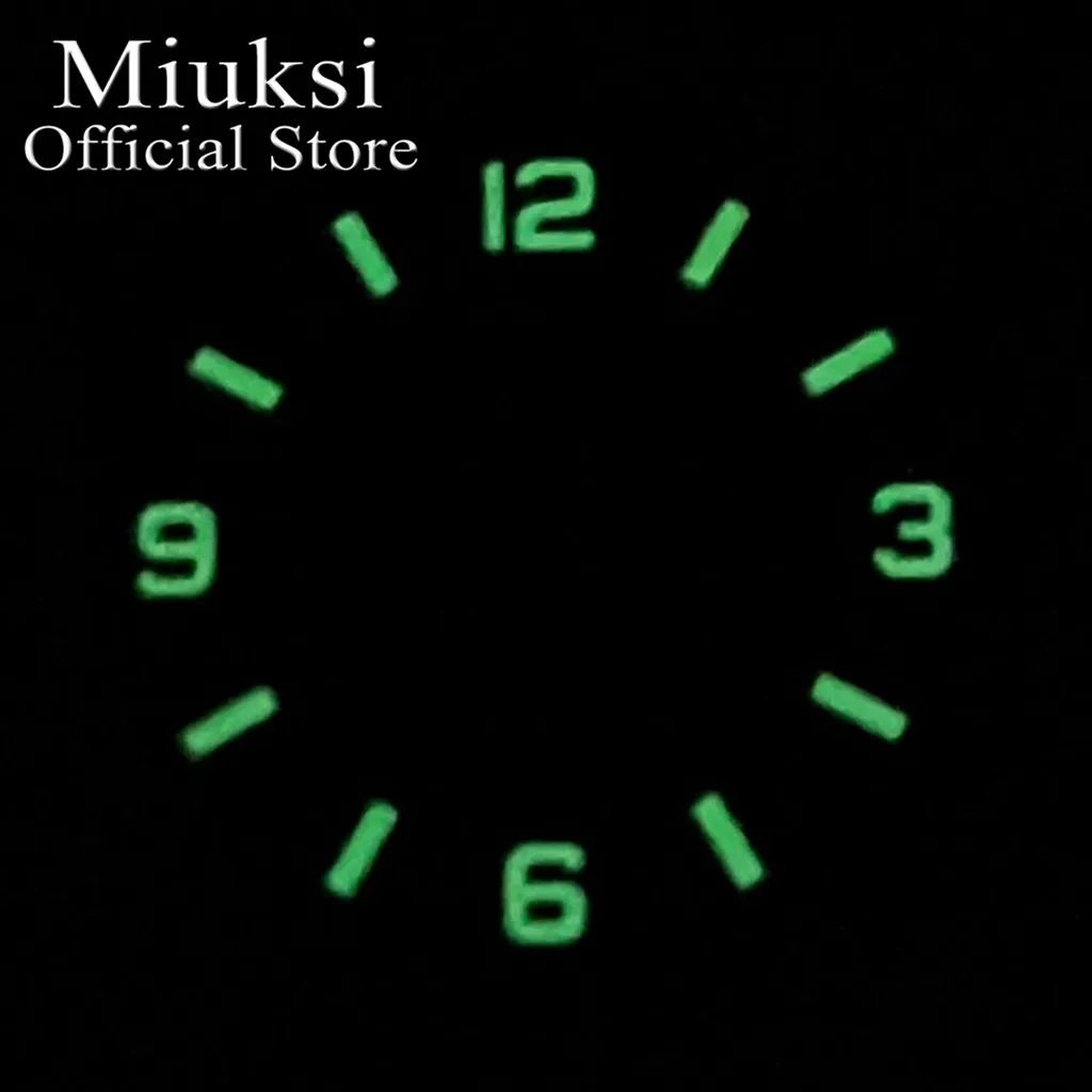 Miuksi 28.5mm sterile dial black blue gray watch dial luminous 3.8 date fit NH35 movement