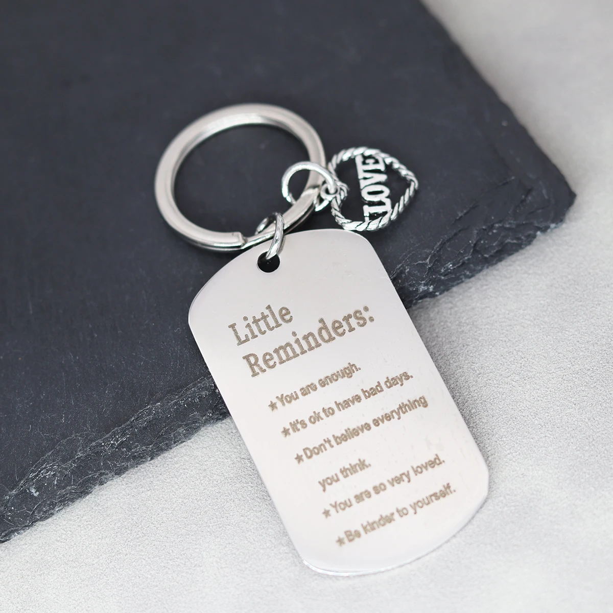 Little Reminders You Are Enough It's Ok To Have Bad Days Keychain Stainless Steel Keyring Love Heart Key Chains Inspiration Gift