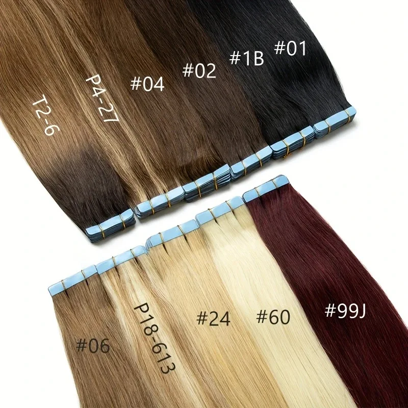 100-human-hair-tape-in-weft-20pcs-26inch-straight-2-p4-613-boost-fullness-texture-for-fine-hair-party-use-wholesale