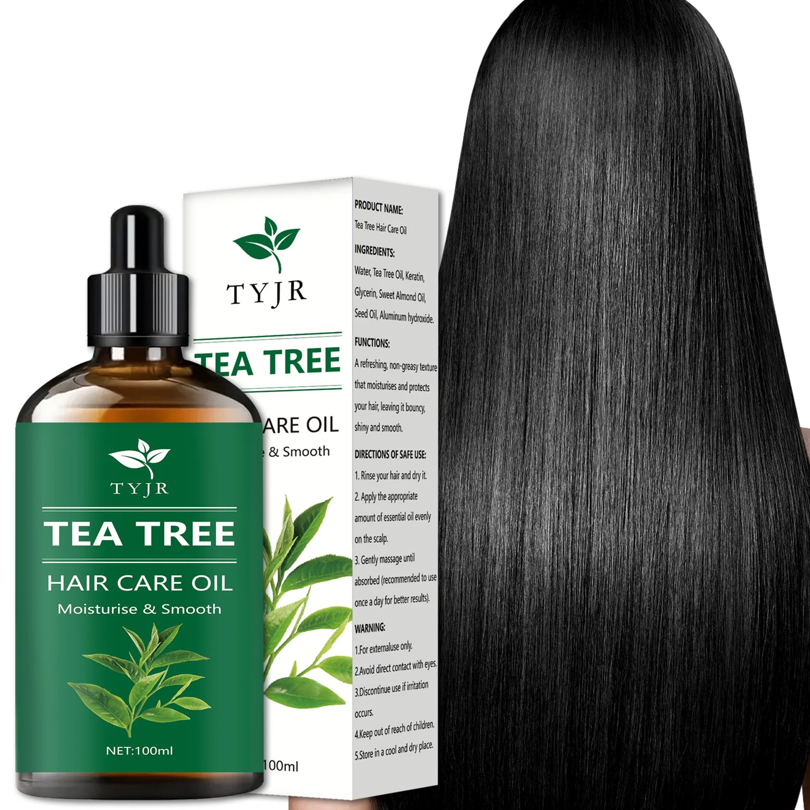 Tree tea Essential Oil Pure Natural Hair Growth Scalp Treatment Anti-Frizz Strengthening Nourish Shiny Healthy Hair Care Product