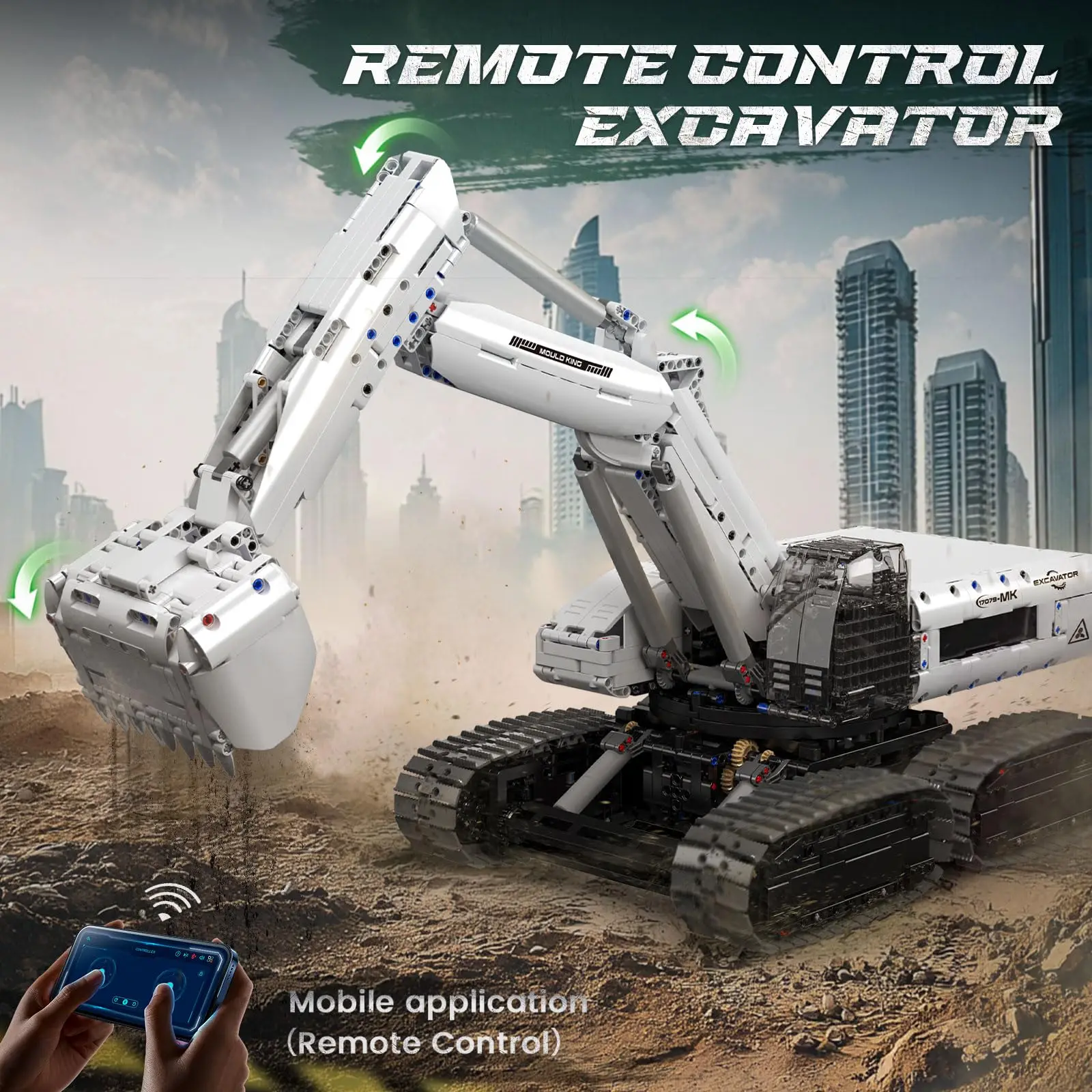 

3195pcs RC Excavator Building Set for Boys, Construction Digger with 8 Motors, Collectible Truck Model Kit, STEM Engineering Toy