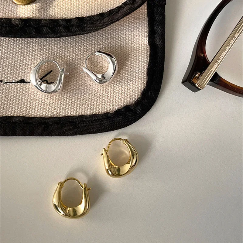 1 Dollar Freeshippings Items Geometric Small Hoop Earrings for Women Creative Simple Golden Silver Color Huggies Jewelry