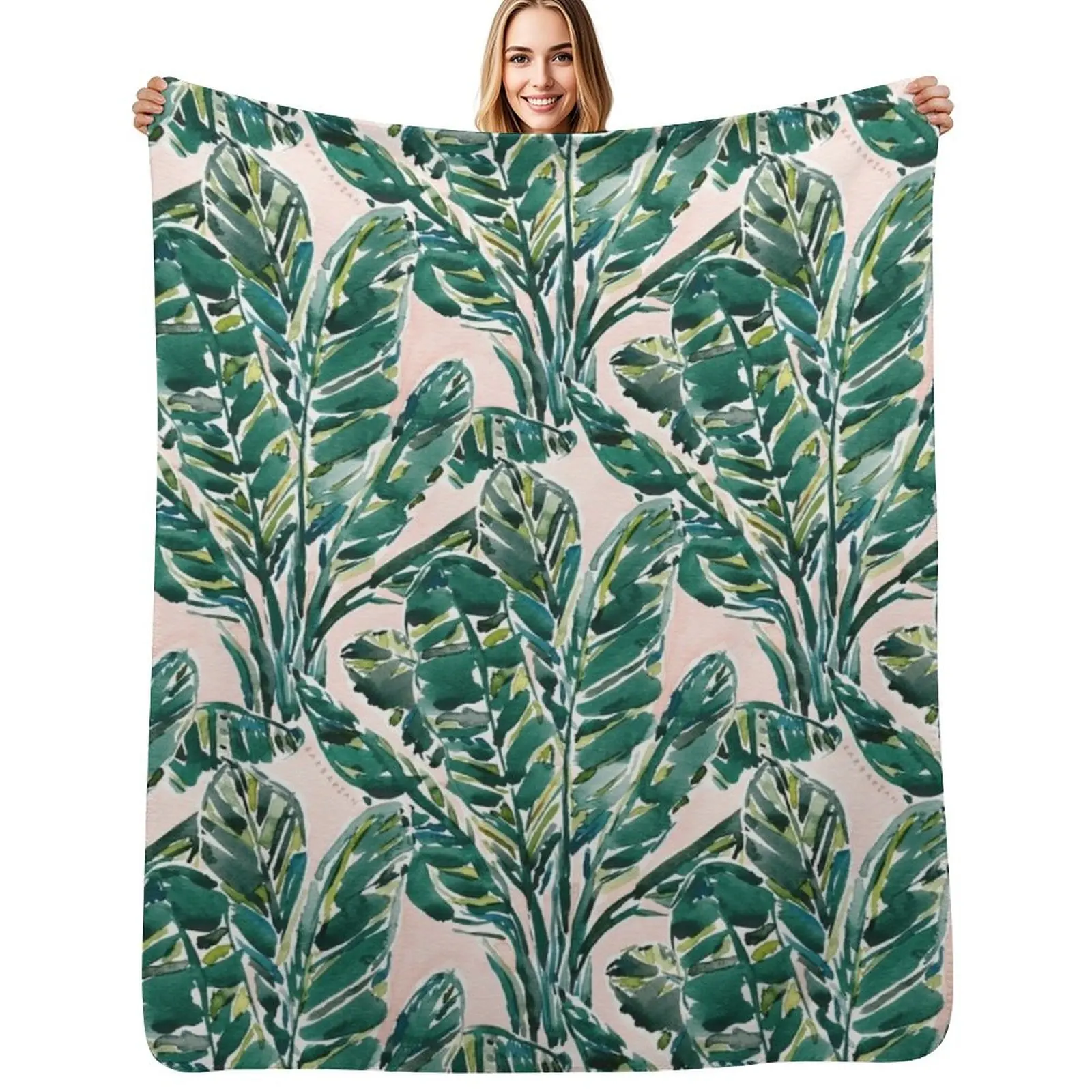 BIG FEELINGS BANANA LEAF TROPICAL Throw Blanket Ultra Soft Flannel Fleece Blanket for All Seasons