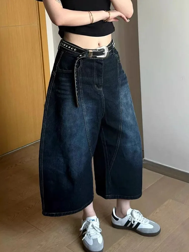 

Свободные широкие джинсы с высокой талией, женские джинсовые брюки в американском стиле ретро Seven-Five, осенние прямые ножи больших размеров