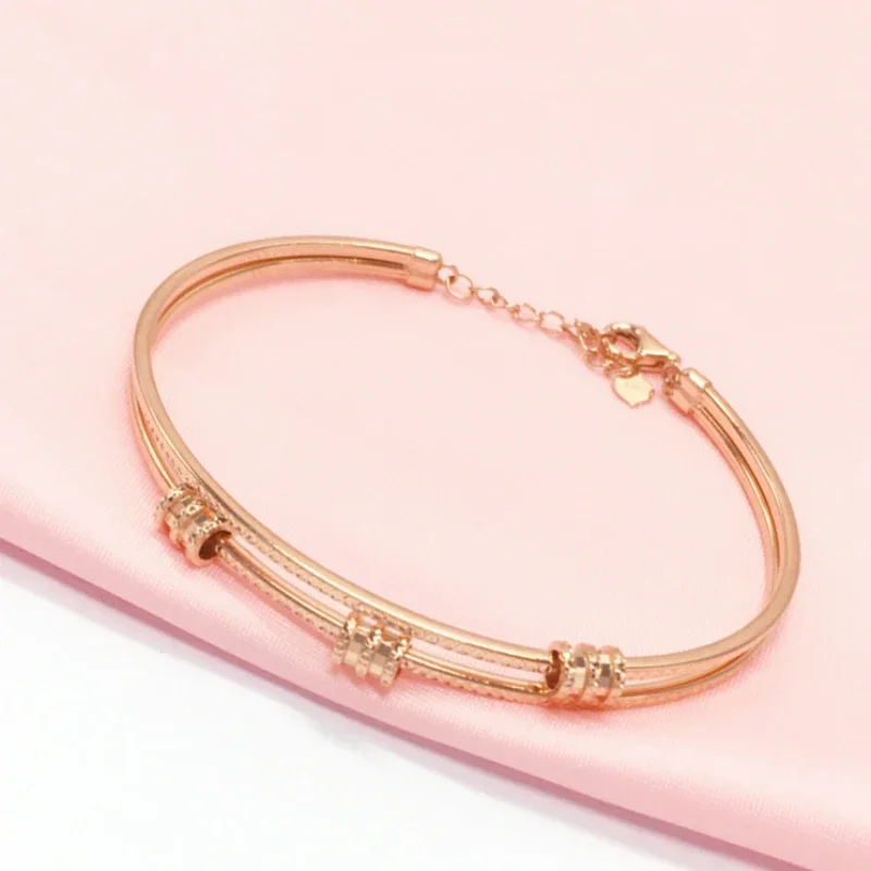 585 Purple Gold Plated 14K Rose Gold Creative Geometric Bracelets for Women Classic Fashion Wedding Dinner Jewelry