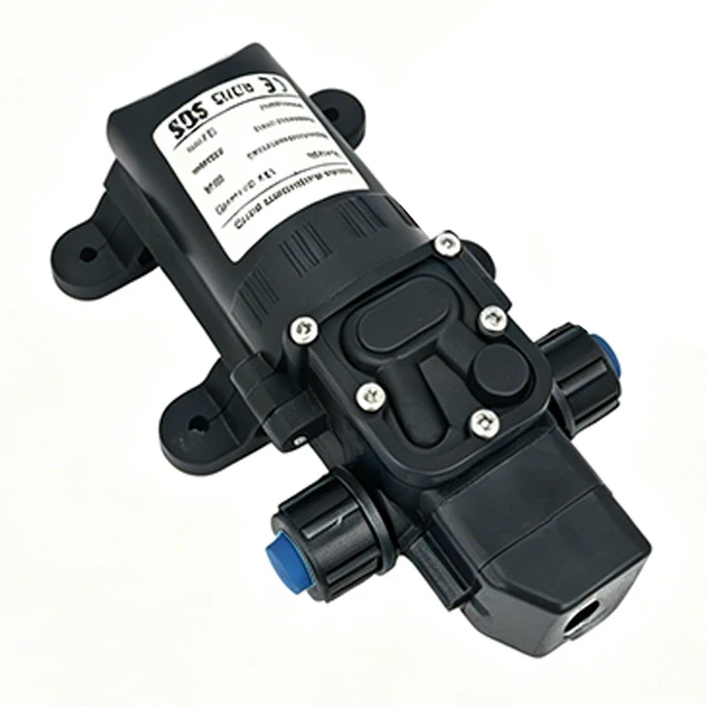 Elektryczna pompa wodna rolnicza DC12V 60W 120PSI 5L/MIN, czarna, mikro, wysokociśnieniowa, membranowa, do opryskiwacza, myjki samochodowej