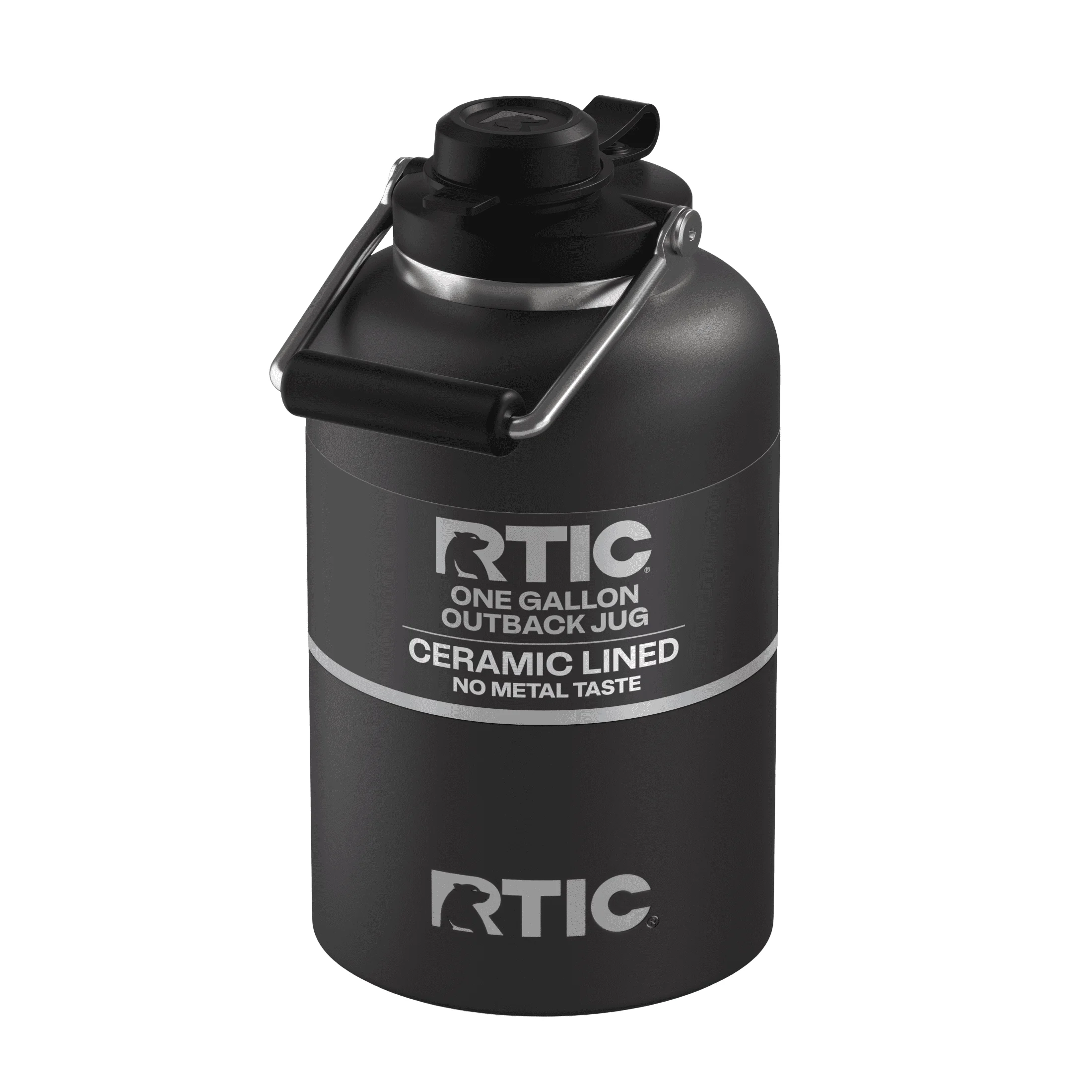 

One gallon ceramic lined insulated water bottle jug leak proof black