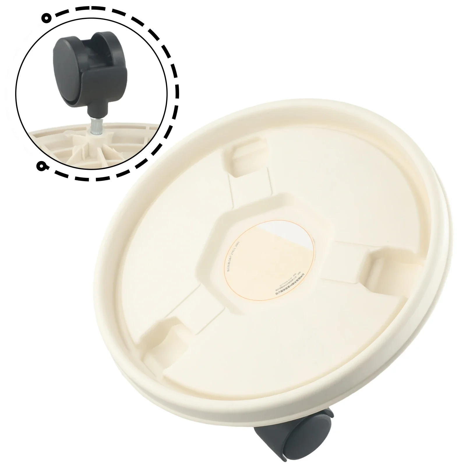 Plant Container Support Base With Modular Wheel Assembly Allowing Quick Attachment And Detachment Without Tools