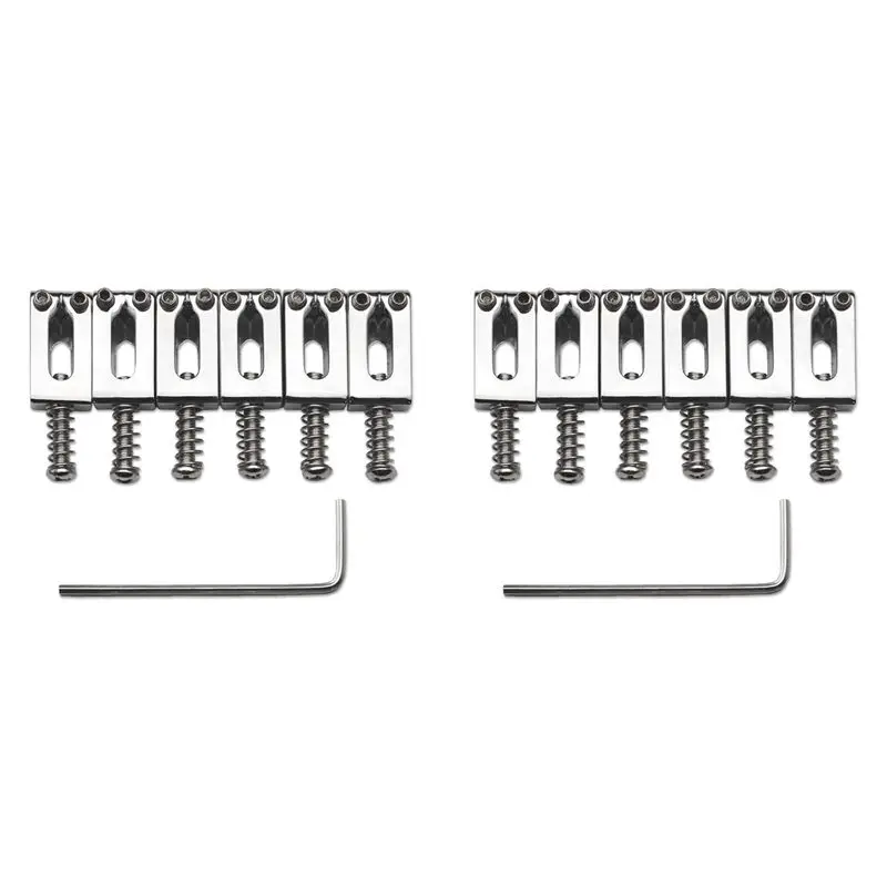 ABLB-2 Juego de sillines de puente de trémolo para guitarra de 10,5 mm para guitarra eléctrica Fender Stratocaster Tele, color plateado
