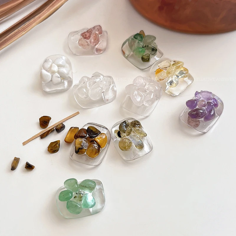 【WHB43】1 Box Mini Bunte Naturstein Nagel Charms Unregelmäßige Kristall Stein Nagel Zubehör Für Diy Nägel Dekorationen