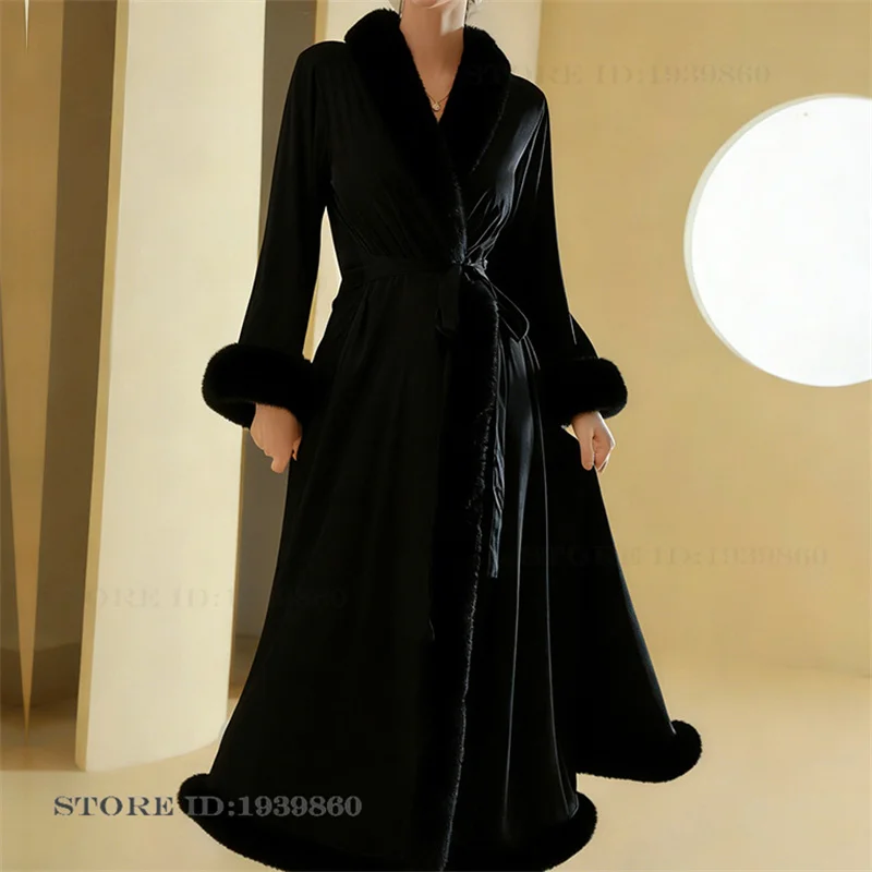 Sexy Bride Wedding Robe Dress Elegant Feather Long Bathrobe Nightgown Spring New Luxury Satin Sleepwear Women Homewear Pajama image 3