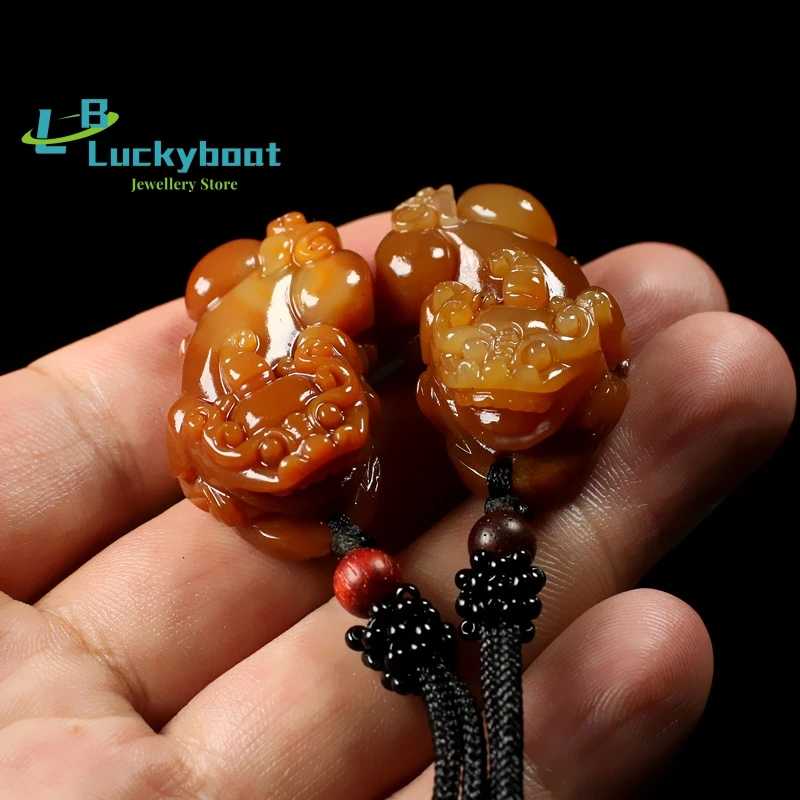 Yellow Dragon Jade Pixiu Natural Genuine Jade Piqiu Men's and Women's Couples Lucky Jade Pendant