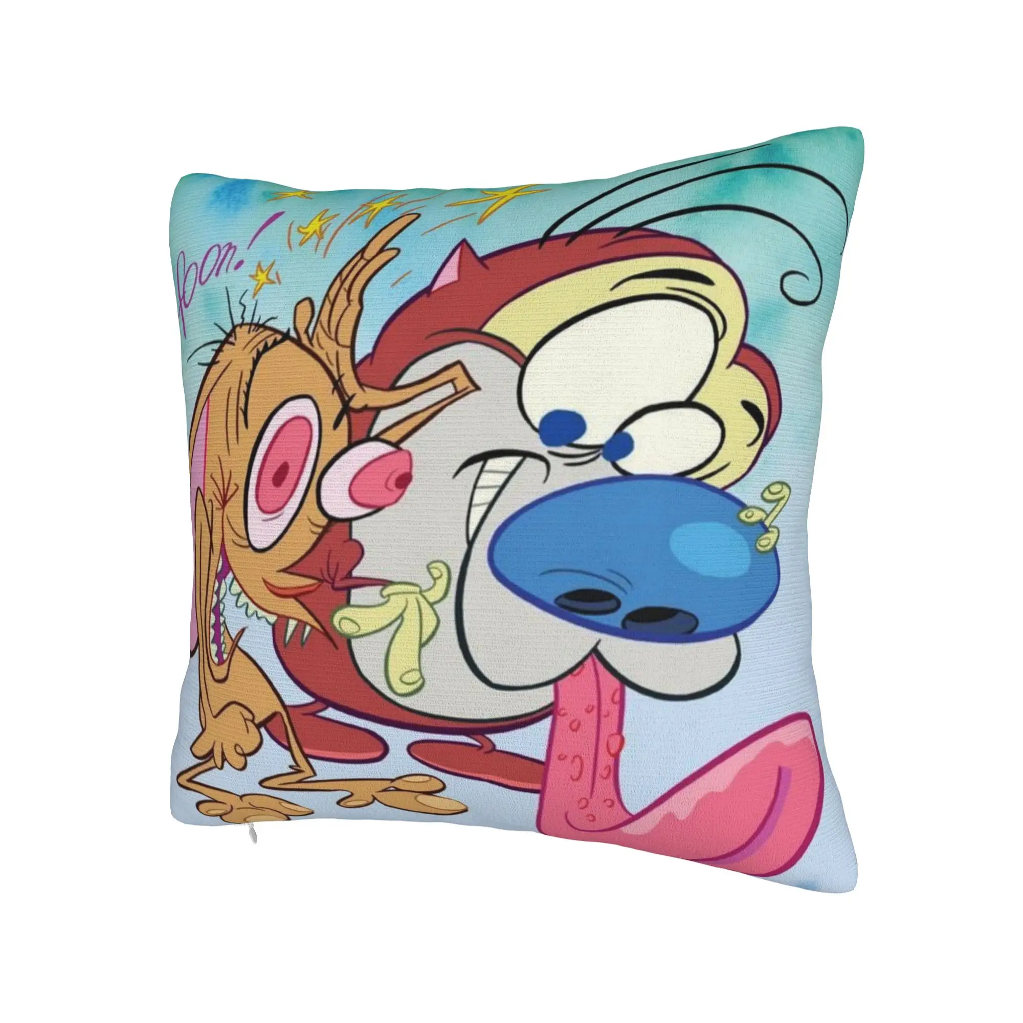 The Ren & Stimpy Show Cartoon Pillowcases Merch Printed Cushion Cover Decoration  Pillow Case Cover Bed Multi Size