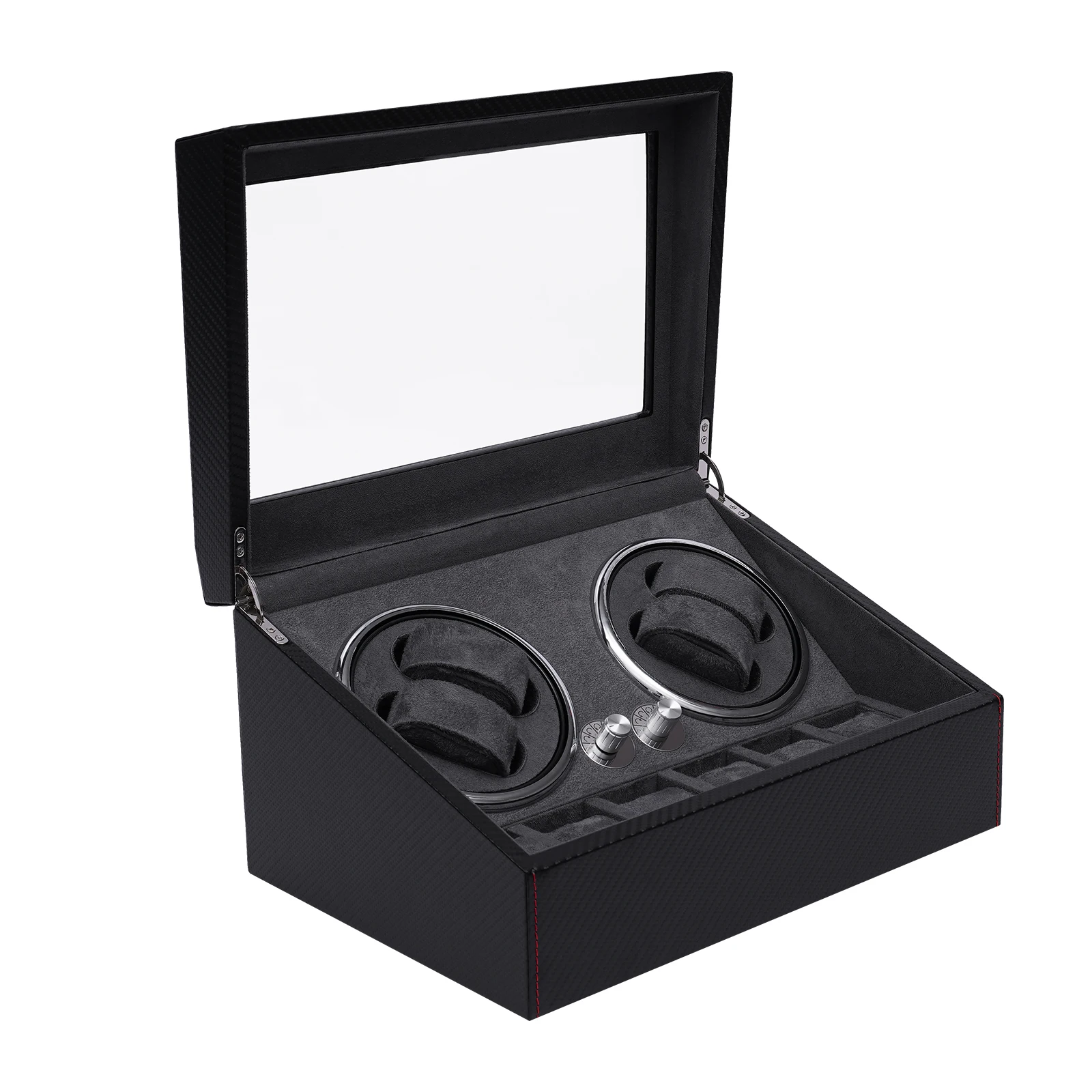 Automatic Rotation Leather Wood Watch Winder Storage Display Case Box Black