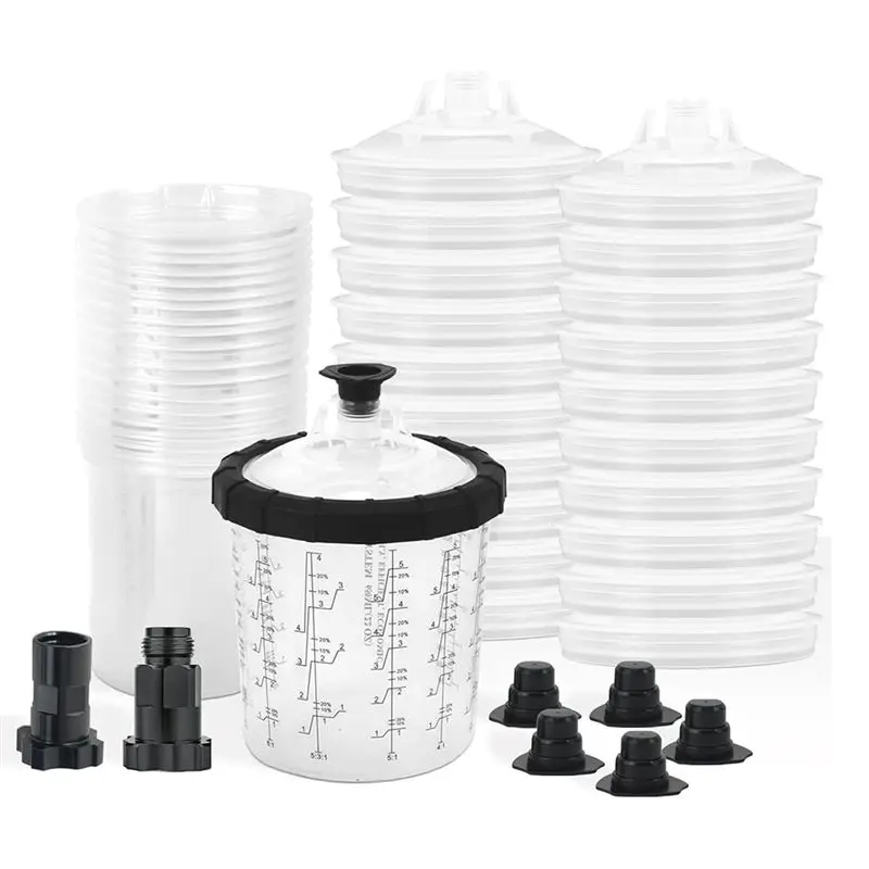 

AEE2-Paint Sprayergun Cup System For Automotive Paint,20 Pack Standard Size Lids And Liners Kit,Standard 20Ounce (600Ml) Kit
