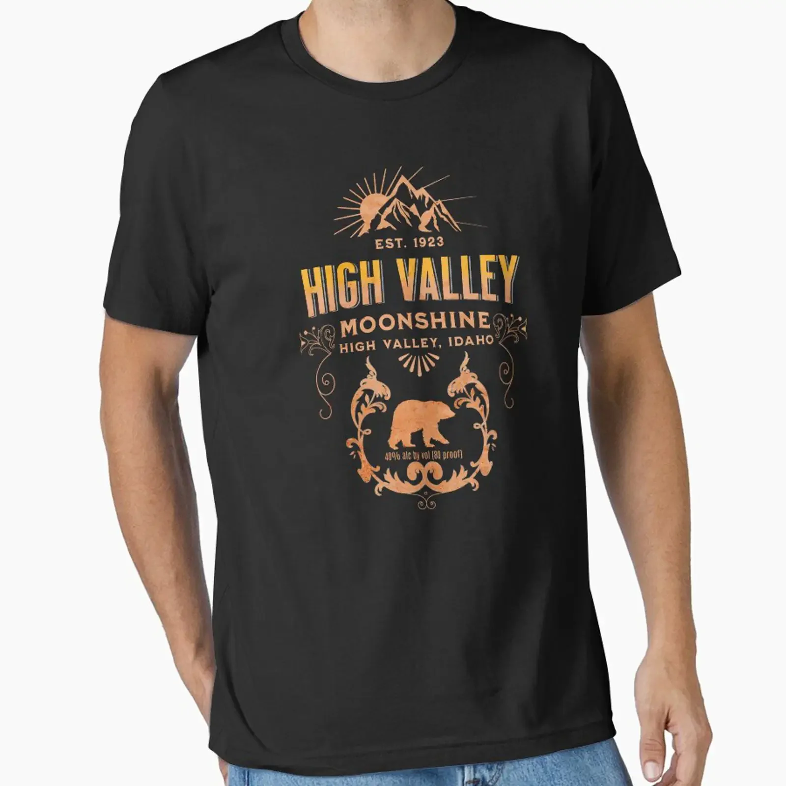 High Valley Moonshine T Shirt Essential vintage Washed fashion Versatile Slightly Stretched Comfortable Unisex Soft graphic