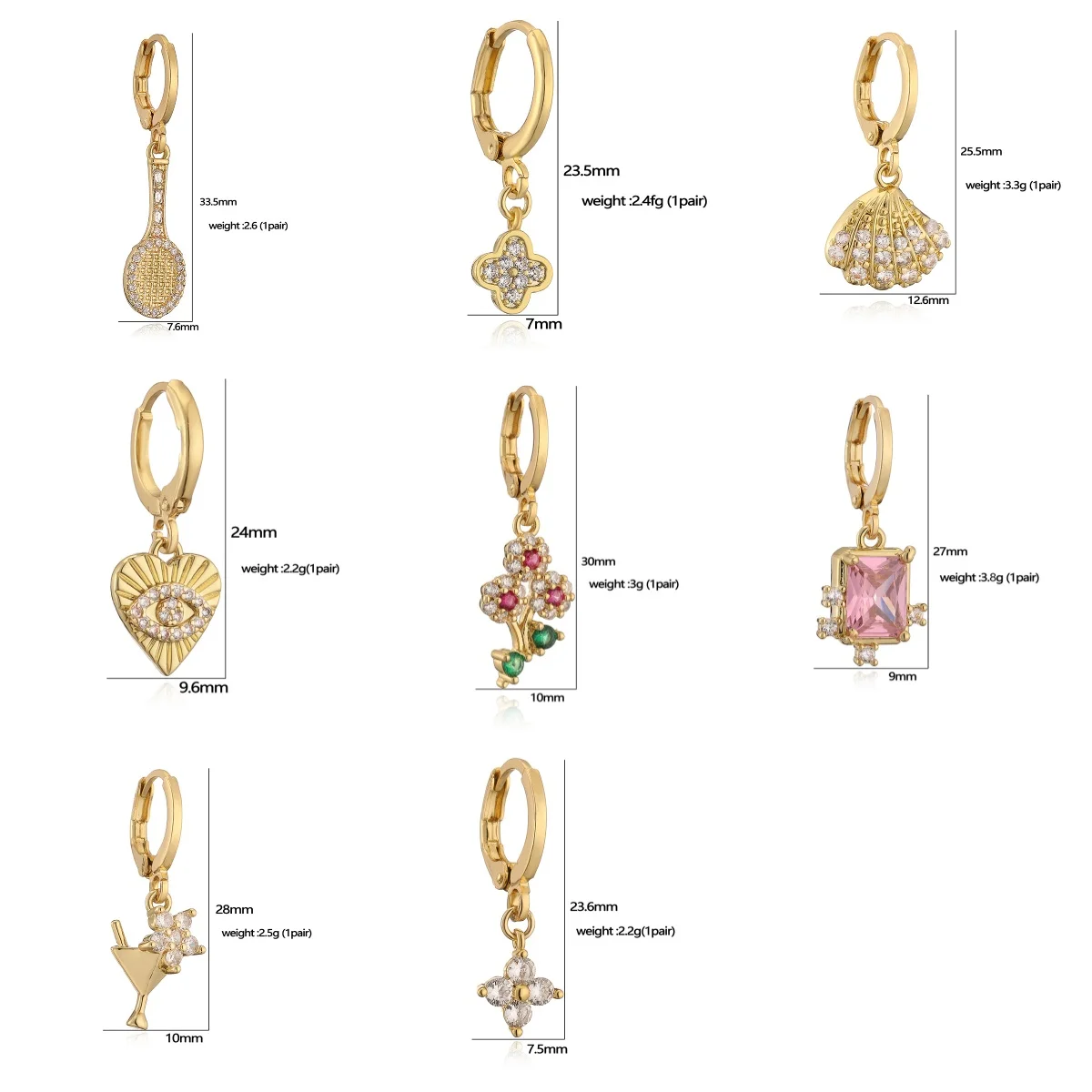 HECHENG, Small Pendant Earrings Shell Flower Sports Sweet and Cute Women\'s Jewelry Party Earrings 1 Pair