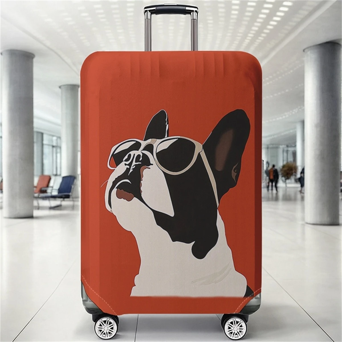

Trendy French Bulldog Sunglasses Pattern Luggage Protective Cover, suitable for 18-32 inch luggage cases, luggage handle gloves,