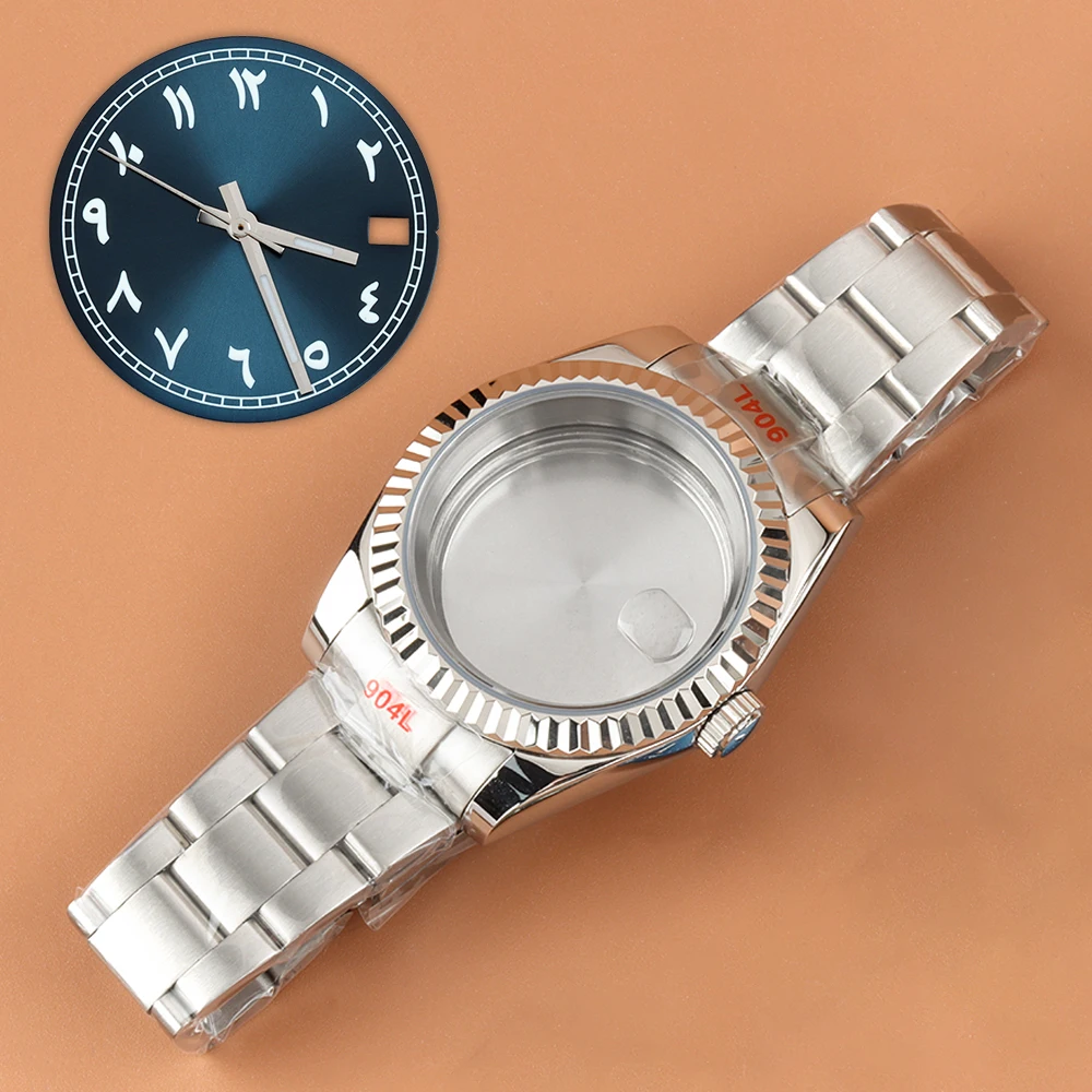 

39mm 36mm NH35 Watch Case with Arabic Numerals 28.5mm NH35 Dial Hand Set 316L Steel Oyster Strap Fit Datejust NH35 NH36 Movement