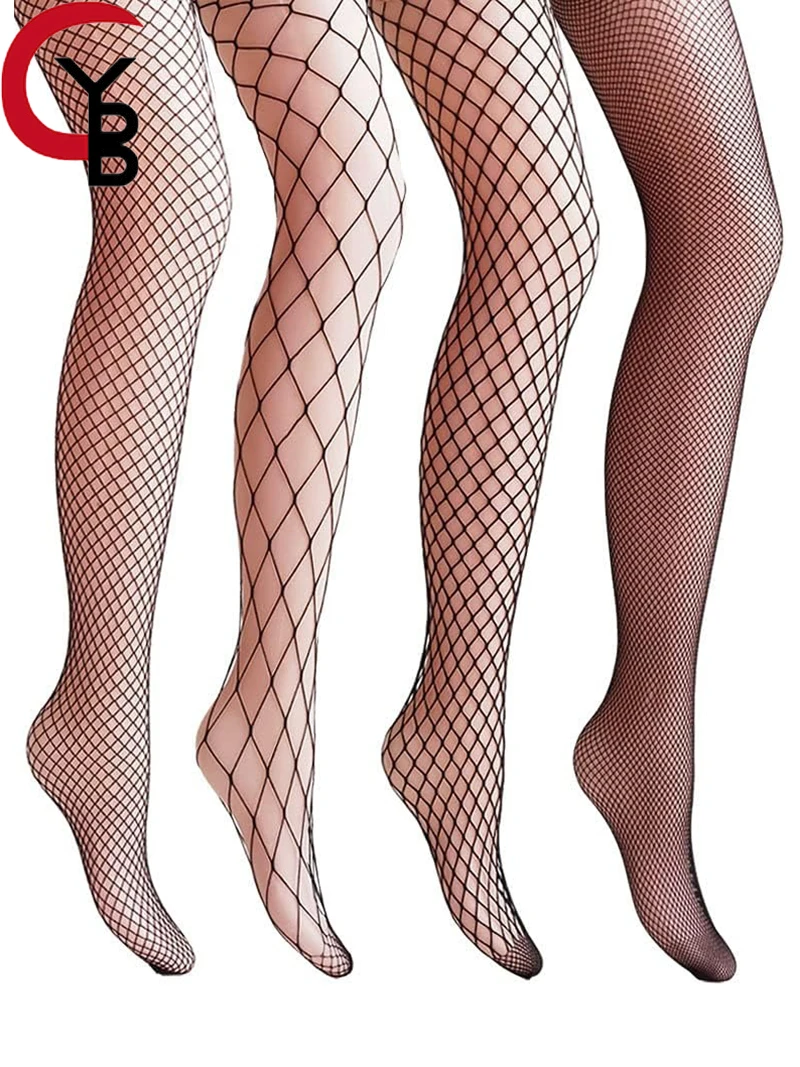 

4 Pairs Women Patterned Fishnet Tights Black Fishnets Net Stockings Pantyhose