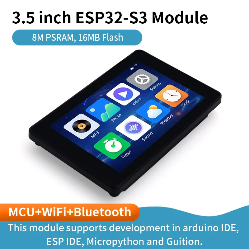 esp32-s3-35インチ静電容量式タッチipsモジュール、8m-psram、16m-flash、320-480、arduino-ide、esp-ideでの開発に対応