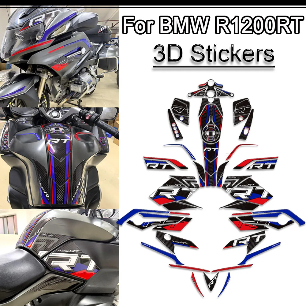 For BMW R1200RT R 1200 RT R1200 Tank Pad Grips Kit Knee 3D Stickers Decals Fairing Fender Mudguard Trunk Luggage Cases 2021-2025