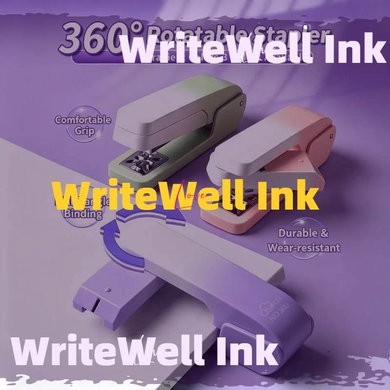 360 Degree Rotatable Stapler With Gradient Color Comfortable Grip Perfect For School Office Students Daily Document Binding