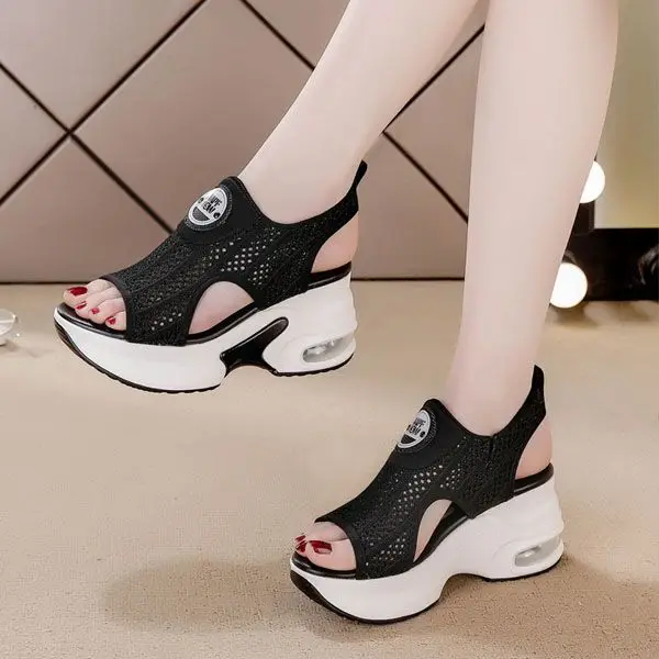 New Fish Mouth Sandals Women\'s Summer Wedge Heel Thick Sole Beach Shoes Casual Women\'s Shoes