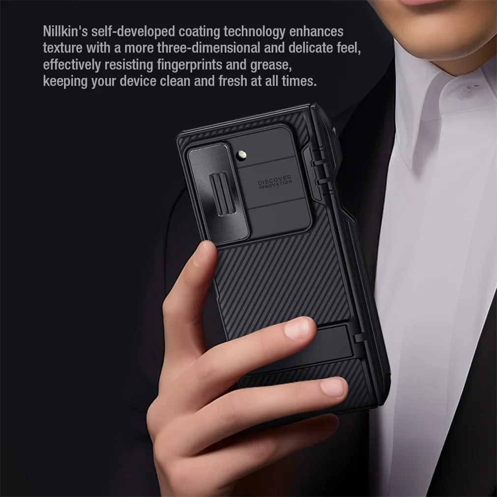 Imagem -02 - para Samsung Galaxy z Fold 5g Case Nillkin Camshield Dobrável Slide Câmera Capa para Samsung z Fold6 com Slot para Caneta e Suporte Escondido