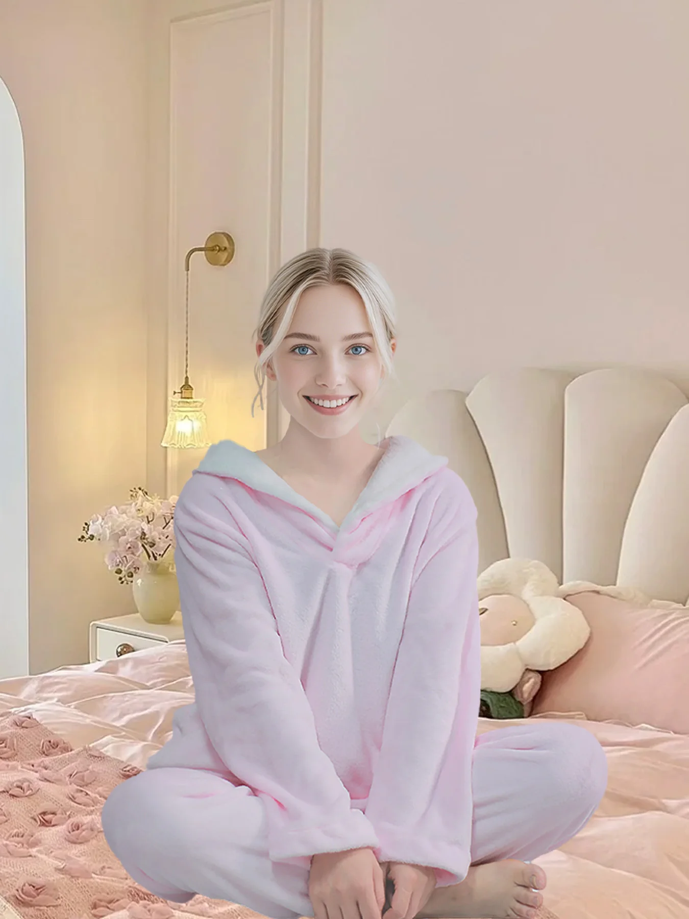 

Осень-зима, фланелевая одежда для сна из кораллового флиса, мягкий удобный комплект домашней одежды, модный повседневный простой стиль, можно носить на открытом воздухе