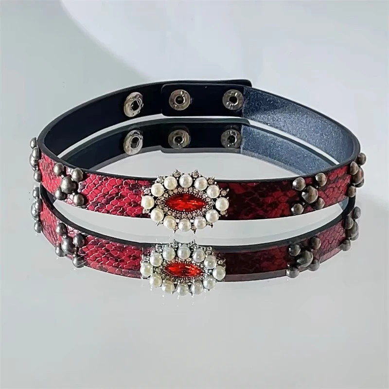 Colar Olho do Diabo em couro artificial, Pérola Imitação, Cool Handsome Punk Party, Estilo Europa e América, UNISEX
